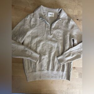 NN07 Men's wool Beige Zip-Up Sweater